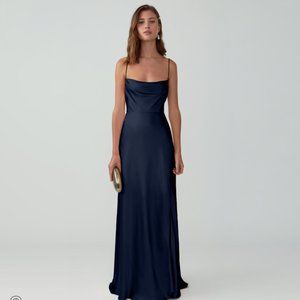 Fame and Partners Navy Strappy Draped Gown